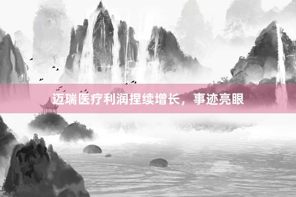 迈瑞医疗利润捏续增长，事迹亮眼