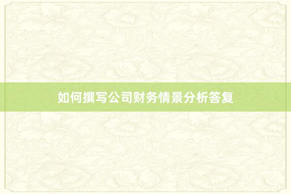 如何撰写公司财务情景分析答复
